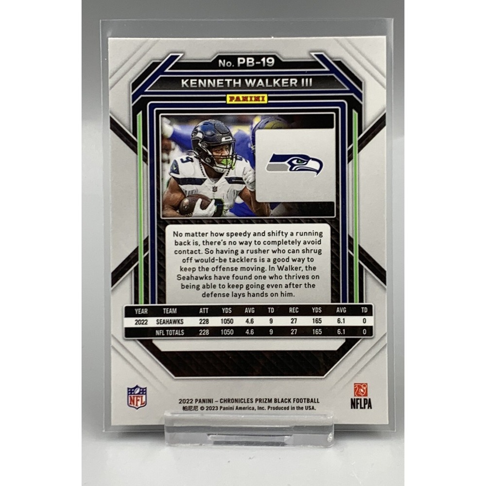2022 Panini Chronicles Prizm Black Kenneth Walker III #PB-19 Rookie Card - Picture 2 of 3